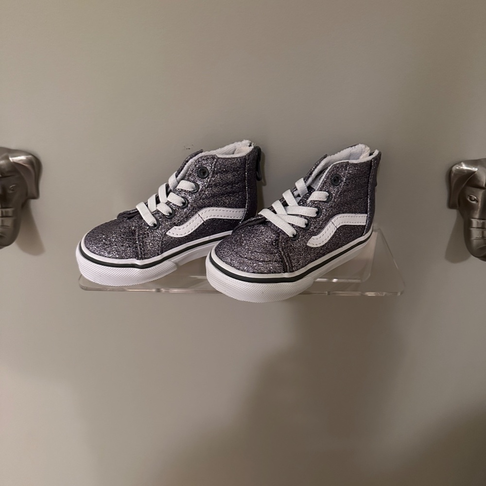 Vans Old Skool Skate Shoe Silver Glitter Toddler 4